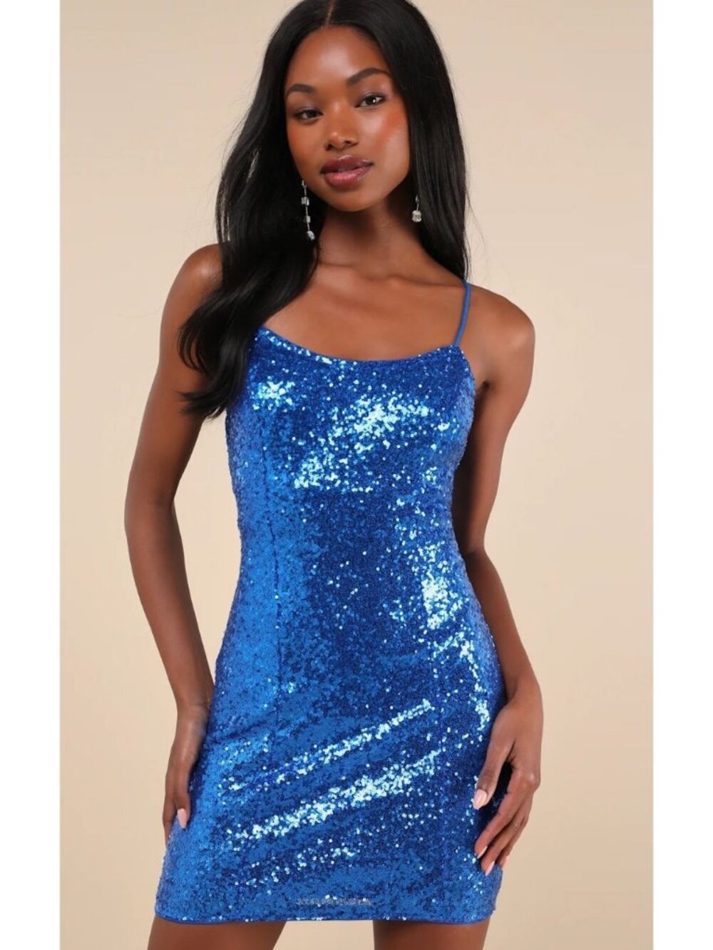 Lulus Bring It Royal Blue Sequin Bodycon Mini Dress Women's Size XS NWT!